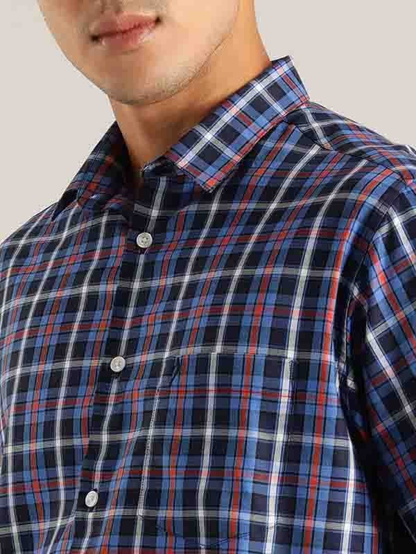 Indian Terrain Men Checkered Navy Shirt